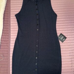 Lulu's Black Sleeveless Button-Down Midi Dress